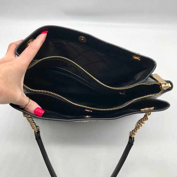 Michael Kors Black Saffiano Leather Lori Chain Tote Bag - Picture 10 of 10